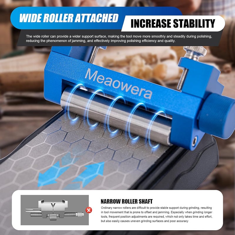 Meaowera Chisel Sharpening Kit with Sharpening Stones – Wood Chisel Sharpener Honing Guide Set for Chisel Sharpening, Planer Blade Sharpener – Complete Wood Chisel Sharpening Kit with Whetstone - Image 3